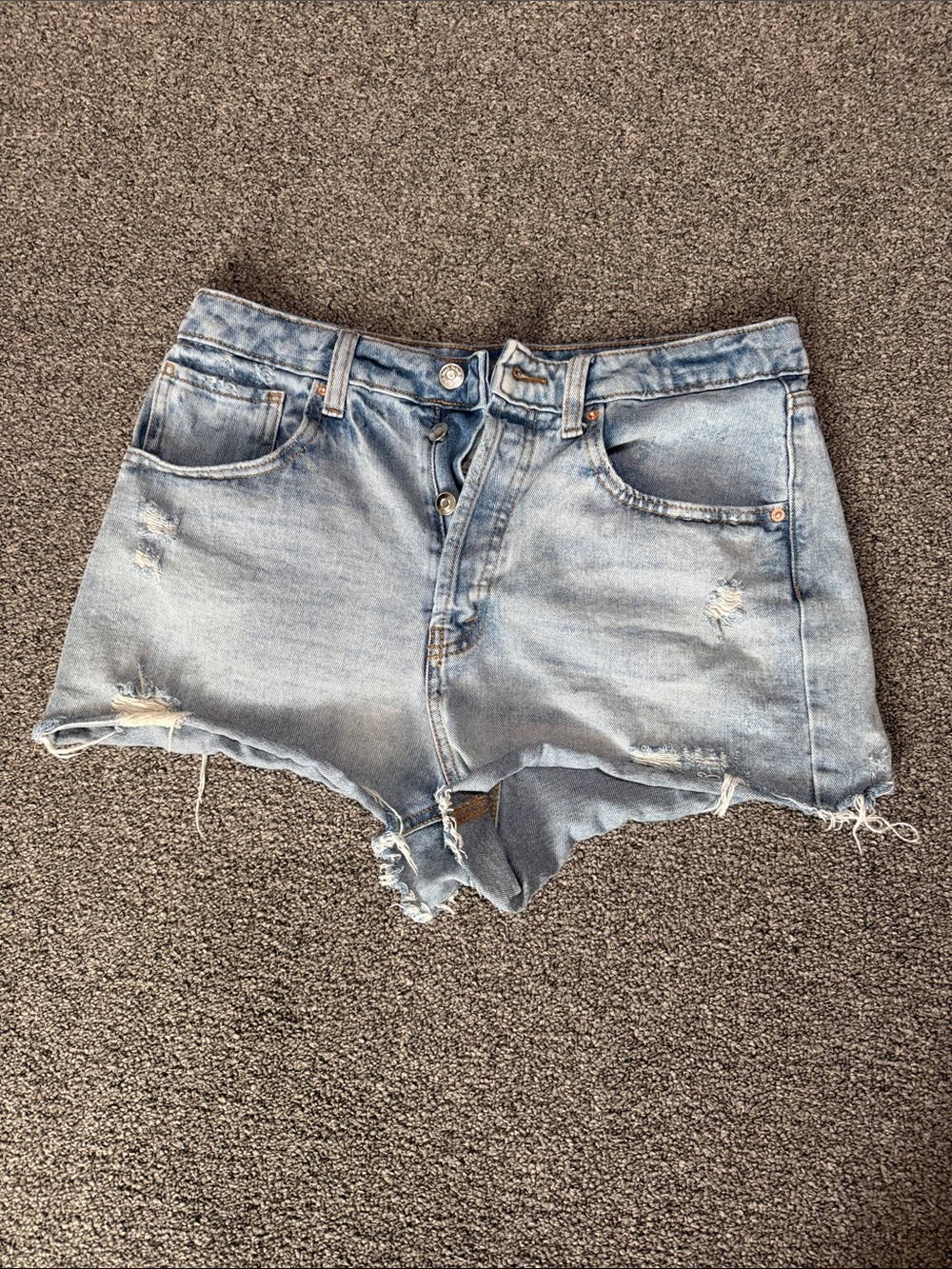 wild fable Light Blue Distressed High-Rise Denim Shorts